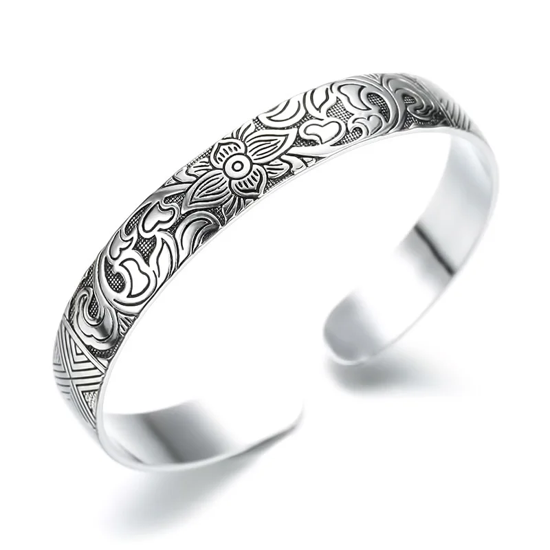 925 Sterling Silver Lucky Cuff Women's Hand Bracelets Lotus Flower Bangle Party Jewelry Argent 925 Jewellery
925 Sterling Silver Lucky Cuff Women's Hand Bracelets Lotus Flower Bangle Party Jewelry Argent 925 Jewellery