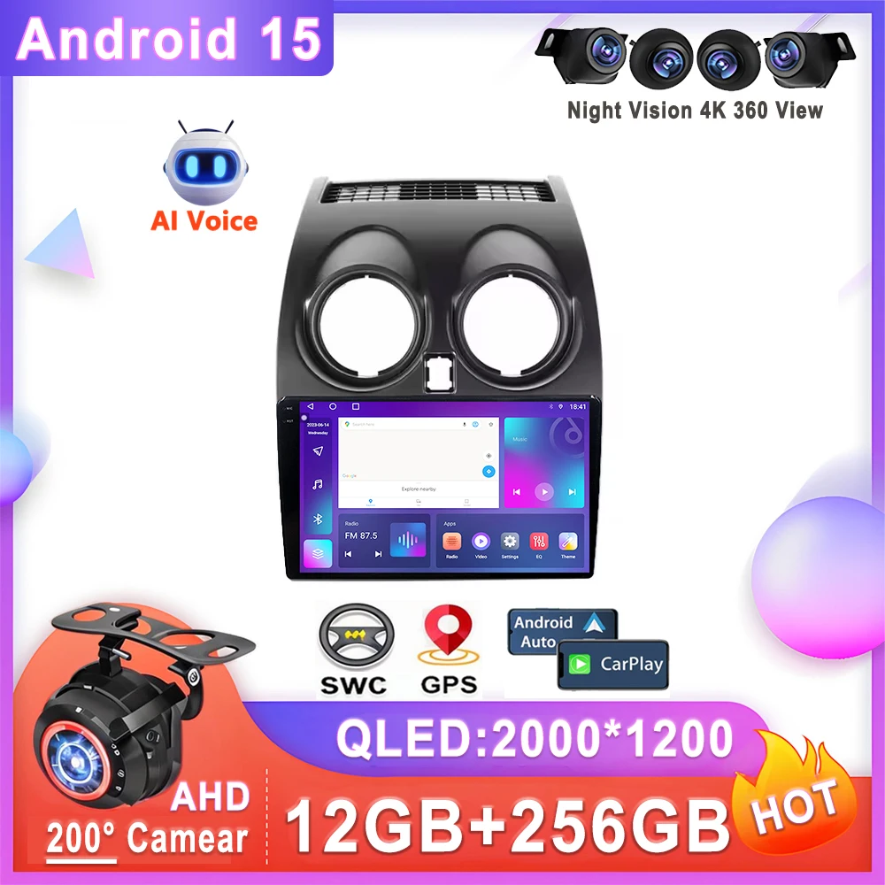 Car Android 15 Auto Radio For Nissan Qashqai 1 J10 2006 - 2013 Multimedia Player Stereo Head Unit No 2din DVD QLED Screen 2K 5G
Car Android 15 Auto Radio For Nissan Qashqai 1 J10 2006 - 2013 Multimedia Player Stereo Head Unit No 2din DVD QLED Screen 2K 5G