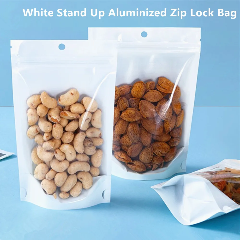 100pcs White Stand Aluminized Zip Lock Bags with Clear Front - Food Grade Packaging Zipper Grip Seal Tea Snacks Storage Pouches
100pcs White Stand Aluminized Zip Lock Bags with Clear Front - Food Grade Packaging Zipper Grip Seal Tea Snacks Storage Pouches