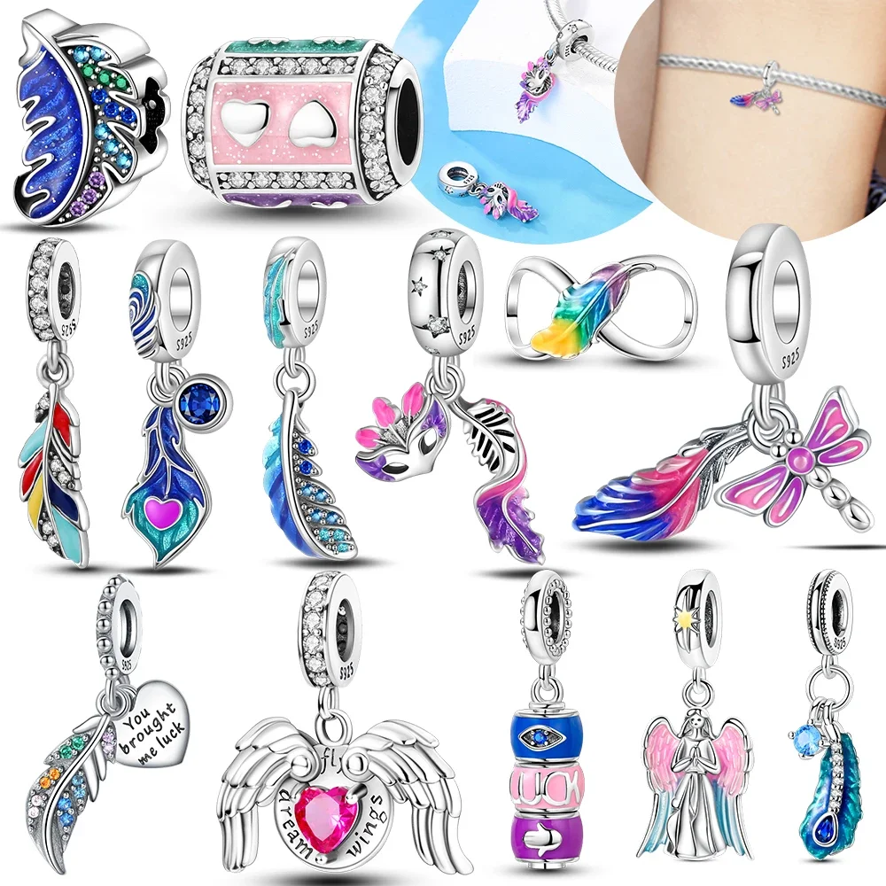 S925 Silver Original Colored Feathered Wings Pink Angelic Endless Beads Fit Bracelet Women Diy Fine Beautiful Gift Accessory
S925 Silver Original Colored Feathered Wings Pink Angelic Endless Beads Fit Bracelet Women Diy Fine Beautiful Gift Accessory