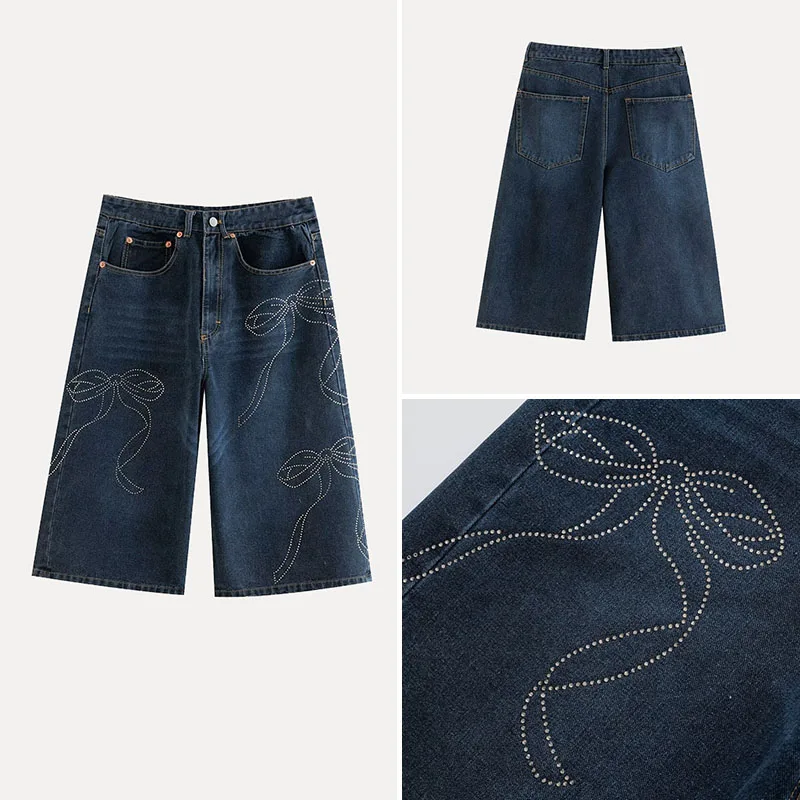 Spring 2025 Casual Women's Jeans ort Pants Feng ui Rhinestone Decorated mid Waist Denim Casual orts Z Brand
Spring 2025 Casual Women's Jeans ort Pants Feng ui Rhinestone Decorated mid Waist Denim Casual orts Z Brand