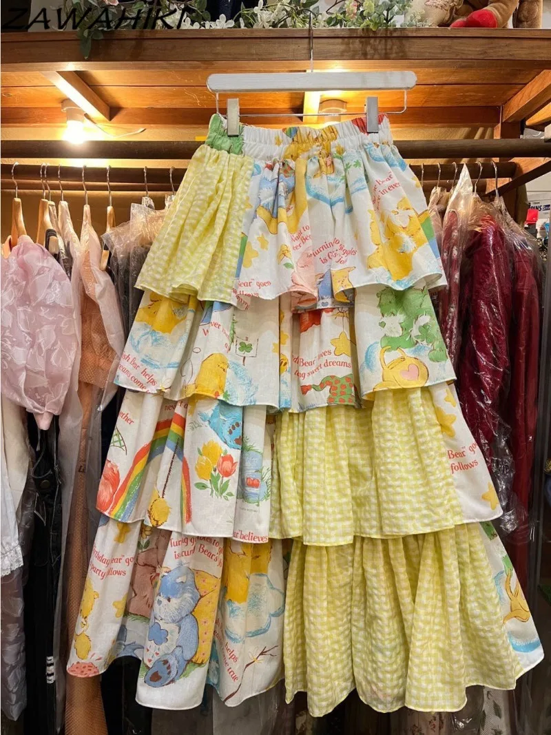 Sweet Skirts for Women Patchwork Pleated Ruffles Mujer Faldas Office Lady Fashion Casual Women's Skirt Kawaii Print Falda
Sweet Skirts for Women Patchwork Pleated Ruffles Mujer Faldas Office Lady Fashion Casual Women's Skirt Kawaii Print Falda