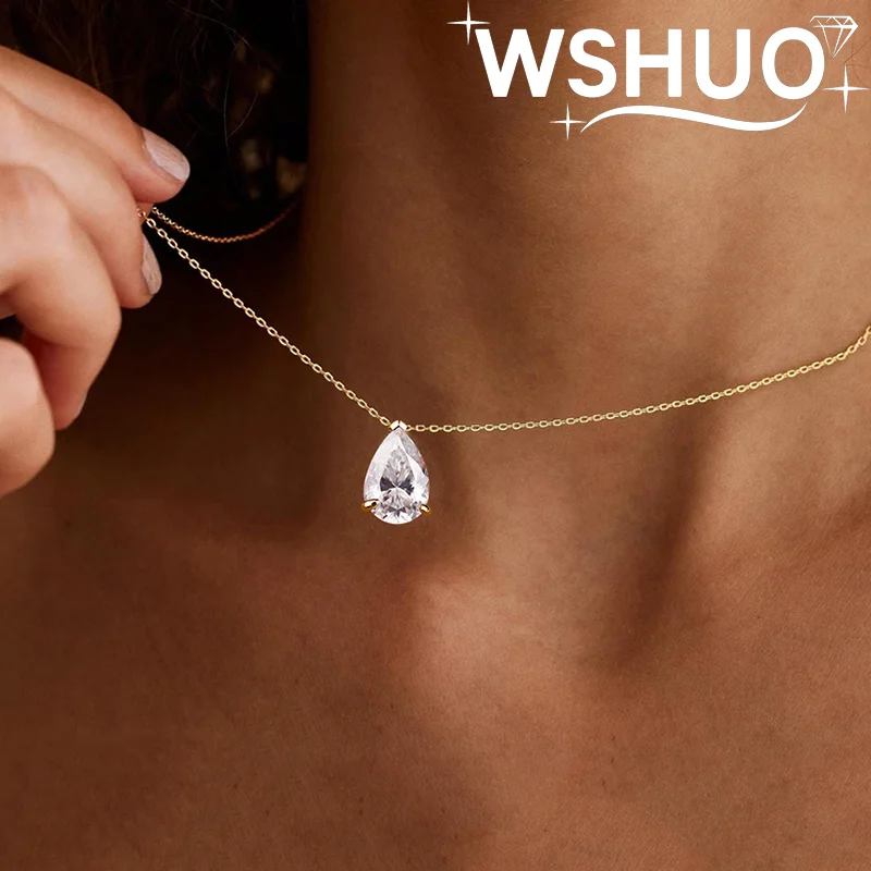 1-4CT Pear Cut D VVS1 Moissanite Necklace 100% S925 Silver 18k Gold Plated Single Diamond Women's Pendant Necklace Fine Jewelry
1-4CT Pear Cut D VVS1 Moissanite Necklace 100% S925 Silver 18k Gold Plated Single Diamond Women's Pendant Necklace Fine Jewelry