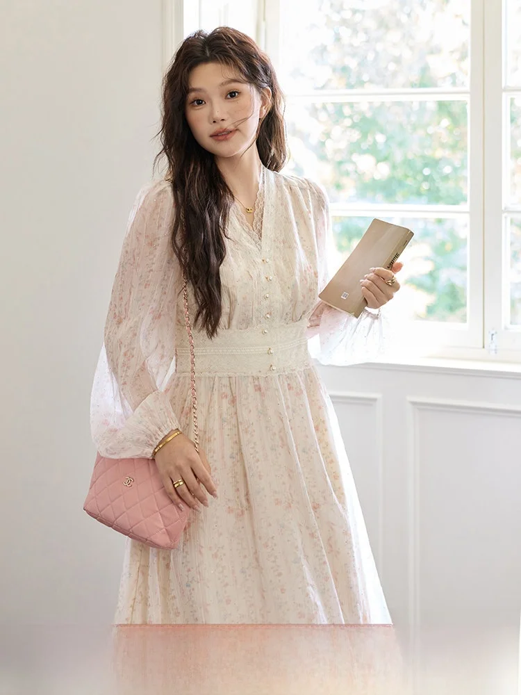 Important Ocn Floral Lace Trim Waist Cinching Dr Autumn New Sle A-Line Midi Dr French Sle Long Sve V-Ne D...
Important Ocn Floral Lace Trim Waist Cinching Dr Autumn New Sle A-Line Midi Dr French Sle Long Sve V-Ne D...