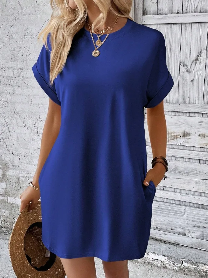2026 Spring/Summer New Women's Dress - Solid Color Round Neck Loose Short Sleeve Pocket Casual Loose Dress
2026 Spring/Summer New Women's Dress - Solid Color Round Neck Loose Short Sleeve Pocket Casual Loose Dress