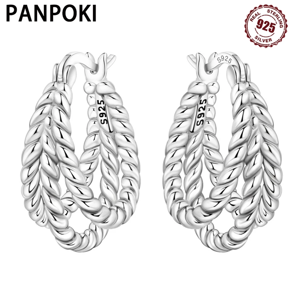 PANPOKI S925 из стерлингового серебра, изысканные витые серьги, универсальные серьги-кольца для женщин, ювелирные изделия, оригинальные подарки для вечеринок
PANPOKI S925 из стерлингового серебра, изысканные витые серьги, универсальные серьги-кольца для женщин, ювелирные изделия, оригинальные подарки для вечеринок