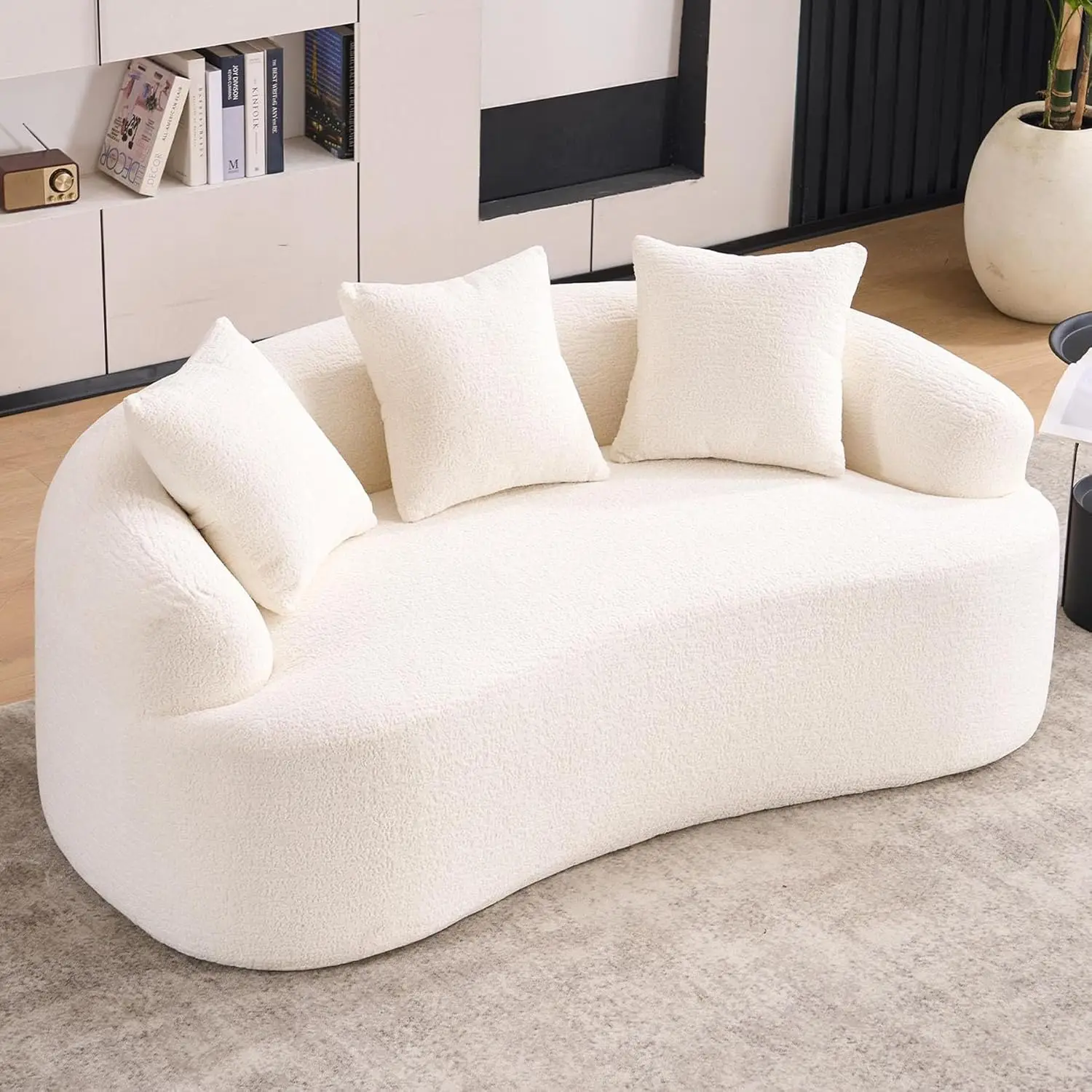 65” Cloud White Curved Couch& Loveseat Sofa with 3 Pillows, Compression Couch with Round Armrest, Suitable for Small Space, Bedr
65” Cloud White Curved Couch& Loveseat Sofa with 3 Pillows, Compression Couch with Round Armrest, Suitable for Small Space, Bedr