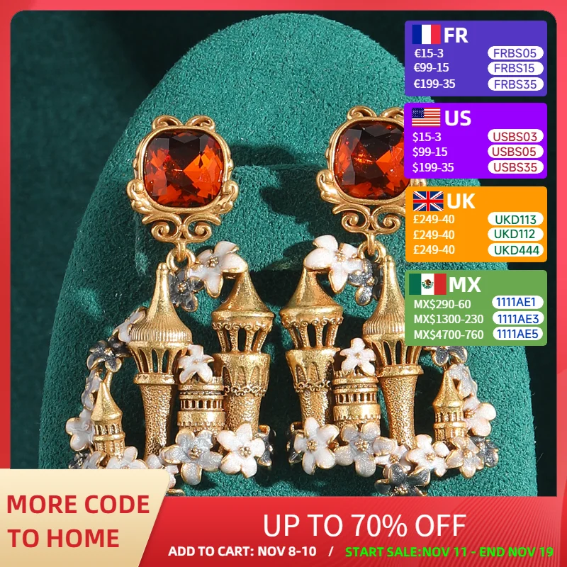 Vintage Red Crystal Castle Earrings Drop Antique Gold Color Luxury Quality Jewelry White Flower For Woman Long Charm Jewelry
Vintage Red Crystal Castle Earrings Drop Antique Gold Color Luxury Quality Jewelry White Flower For Woman Long Charm Jewelry