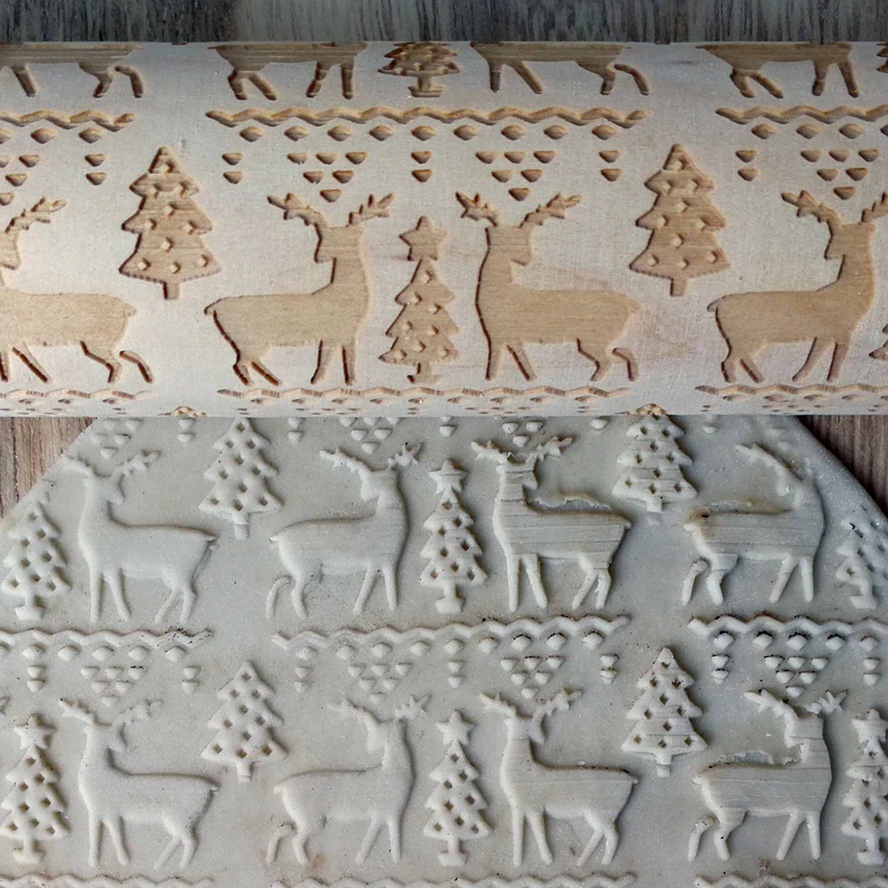 Wooden Embossing Rolling Pin For Christmas Non-Slip Barking Rolling Stick For Pastries Baking
Wooden Embossing Rolling Pin For Christmas Non-Slip Barking Rolling Stick For Pastries Baking