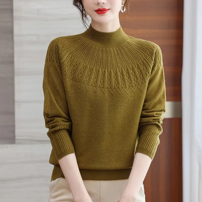 Knitwear Sweater Women's Autumn Winter 2025New Half-High-Necked Pullover Female Loose Coats Slim Knit Bottoming Shirt Ladies Top
Knitwear Sweater Women's Autumn Winter 2025New Half-High-Necked Pullover Female Loose Coats Slim Knit Bottoming Shirt Ladies Top