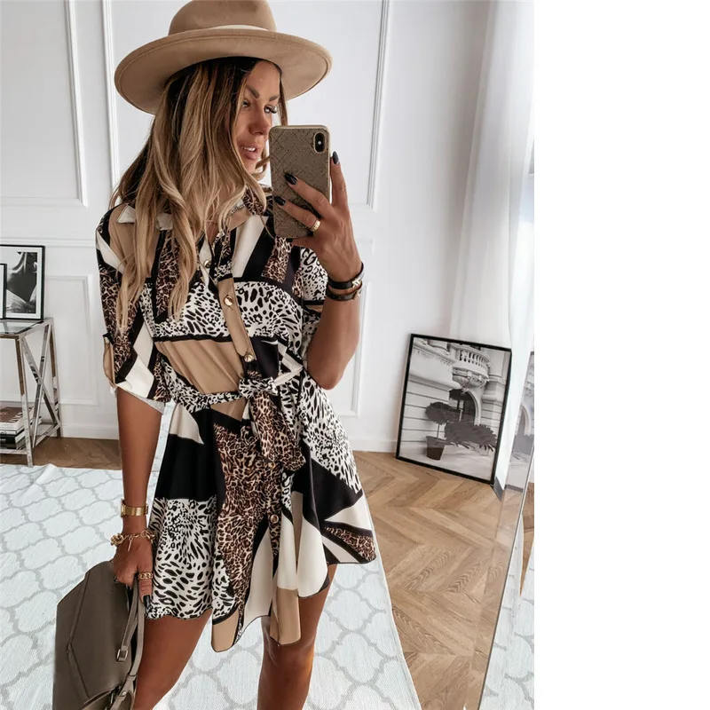 Woman Spring Autumn Fashion Sexy Printed Shirt Skirt Dress French Street Lace-up Seven-quarter Sleeve Commuter Ladies Set
Woman Spring Autumn Fashion Sexy Printed Shirt Skirt Dress French Street Lace-up Seven-quarter Sleeve Commuter Ladies Set