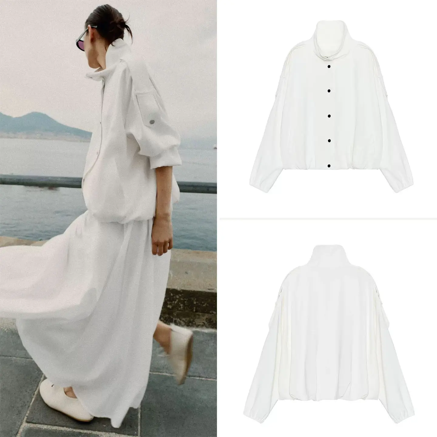 Women's Pilot Jacket Outerwear Long Sleeve Stand Collar Buckle Decorated Summer Casual Style Standard Fit Zadata Coat
Women's Pilot Jacket Outerwear Long Sleeve Stand Collar Buckle Decorated Summer Casual Style Standard Fit Zadata Coat