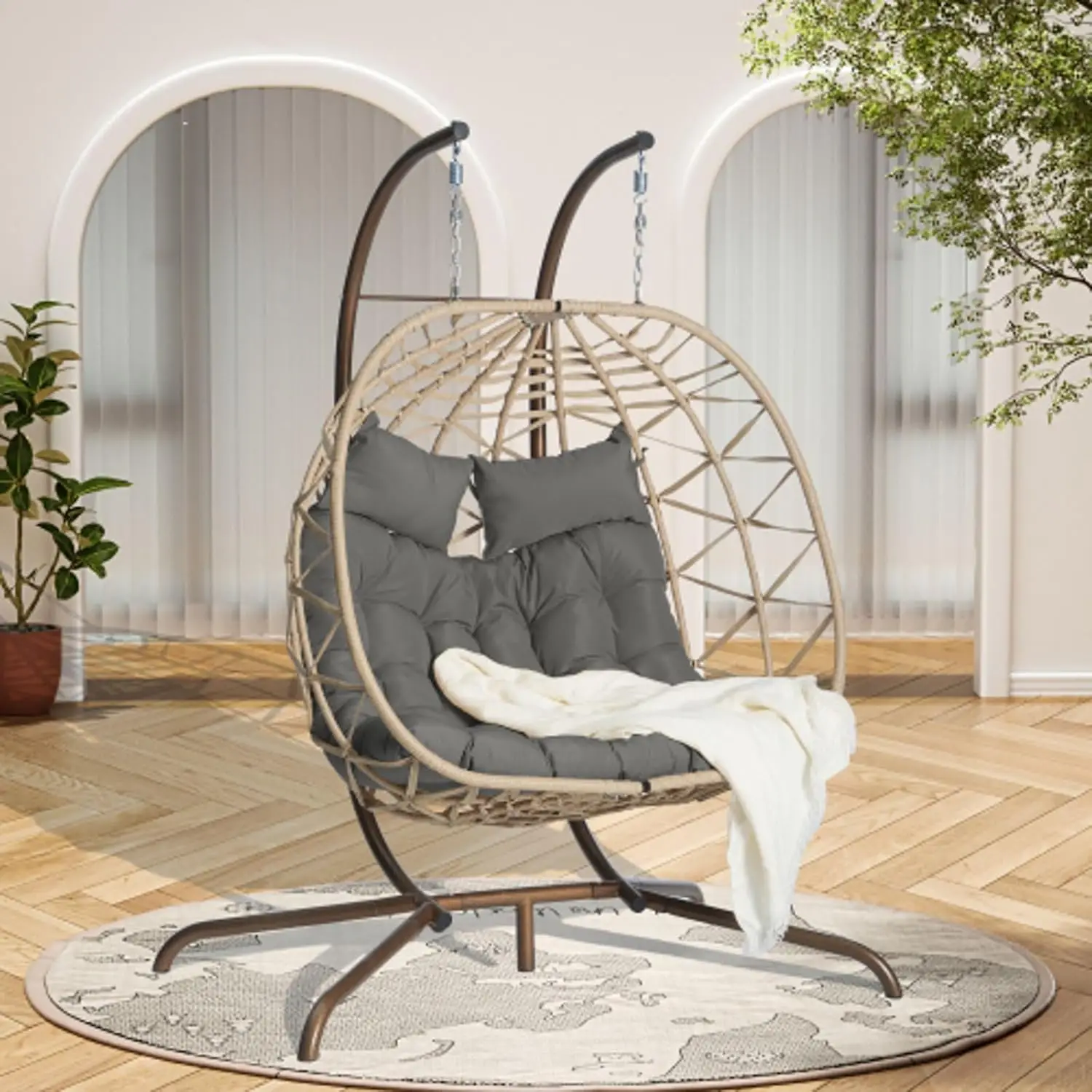 Double Egg Chair, Wicker Rattan Patio Basket, Patio Furniture, 500 lbs Weight Capacity, Suitable for Bedroom Balcony Patio
Double Egg Chair, Wicker Rattan Patio Basket, Patio Furniture, 500 lbs Weight Capacity, Suitable for Bedroom Balcony Patio