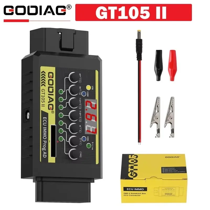 GODIAG GT105 II ECU IMMO Prog AD OBD2 Break Out Box Connector Display Vehicle Voltage Car Battery Lower Than 11V Alarm Prompt
GODIAG GT105 II ECU IMMO Prog AD OBD2 Break Out Box Connector Display Vehicle Voltage Car Battery Lower Than 11V Alarm Prompt