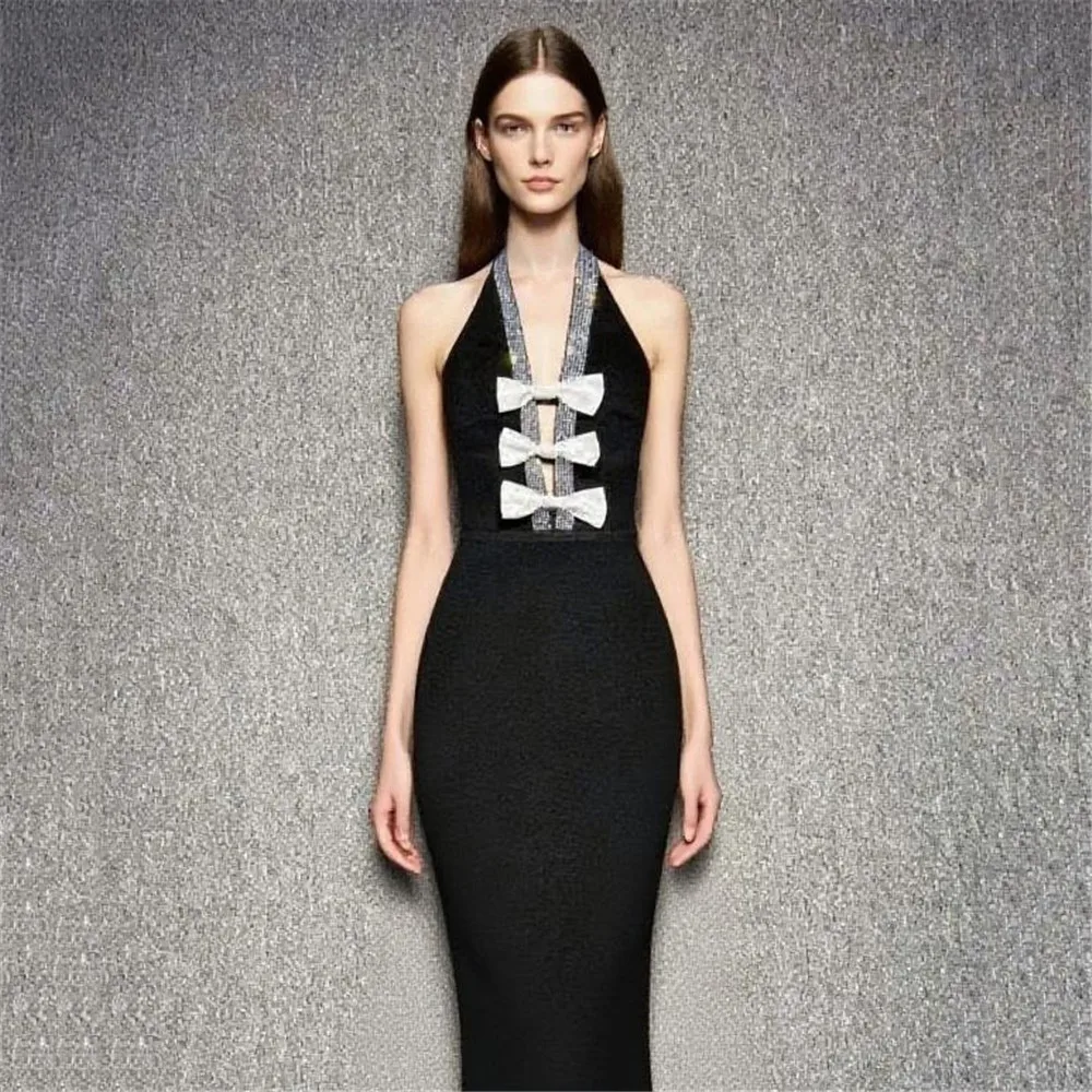 Women Fashion Bow Beading Bandage Dress Sexy Halter Backless Clothes Club Party Evening Dresses
Women Fashion Bow Beading Bandage Dress Sexy Halter Backless Clothes Club Party Evening Dresses