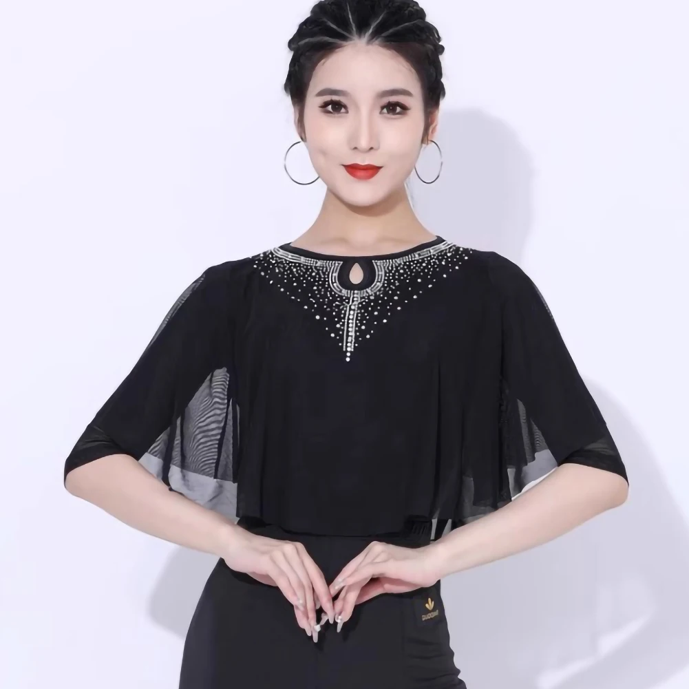 Dance Top Women's Practice Dress Prom Dress Black Mesh Rhinestone New Samba Middle Sleeve Shirt wine red
Dance Top Women's Practice Dress Prom Dress Black Mesh Rhinestone New Samba Middle Sleeve Shirt wine red