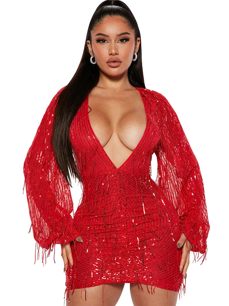 Black Silver Sequin Tassel Short Prom Dresses Women Deep V Neck Night Club Outfits Evening Gown Party Sexy Bodycon Mini Dress
Black Silver Sequin Tassel Short Prom Dresses Women Deep V Neck Night Club Outfits Evening Gown Party Sexy Bodycon Mini Dress