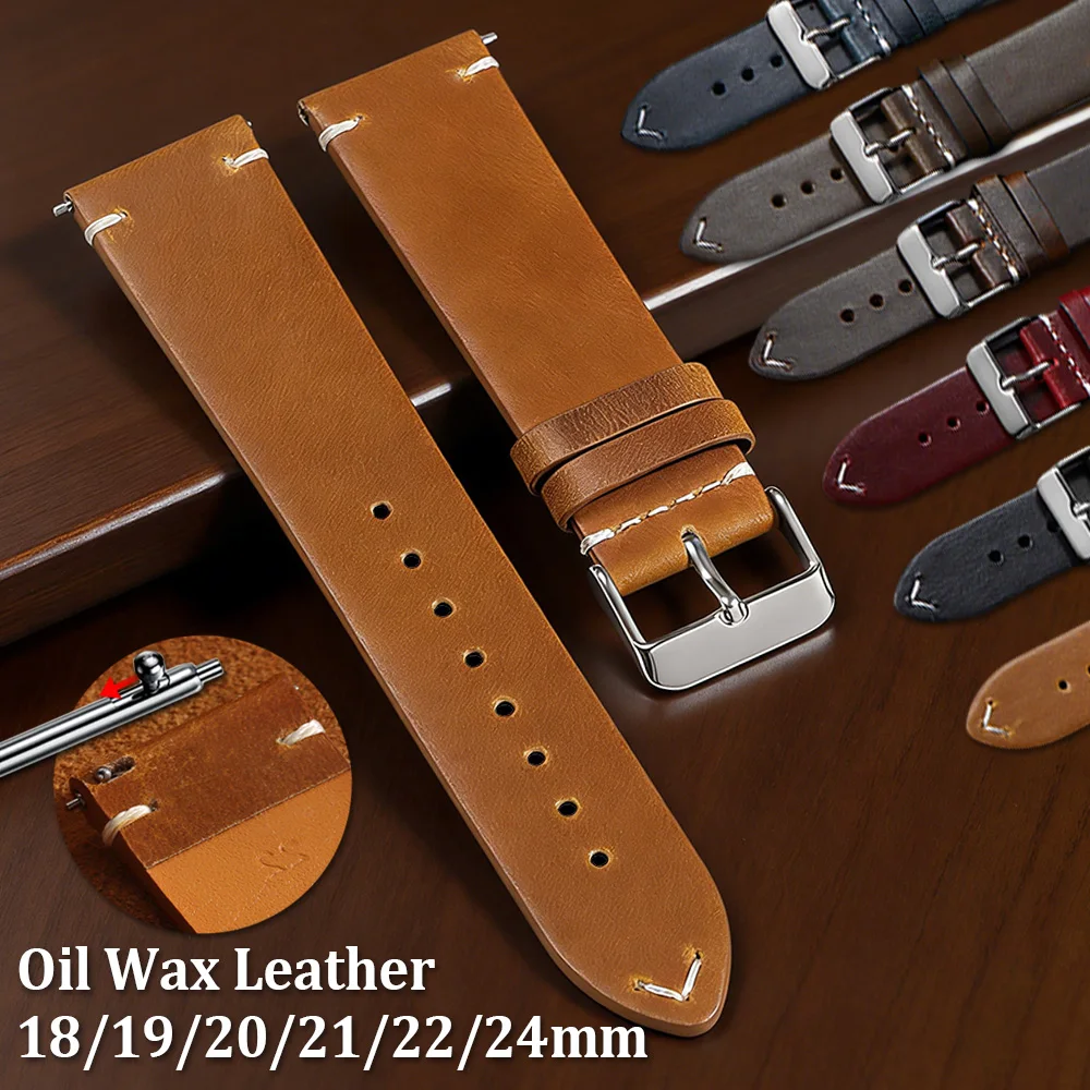 High Quality Brown Watch Band 18mm 20mm 22mm 19mm 21mm 24mm Retro Leather Straps Oil Wax Stitching Cowhide Leather Wristband
High Quality Brown Watch Band 18mm 20mm 22mm 19mm 21mm 24mm Retro Leather Straps Oil Wax Stitching Cowhide Leather Wristband