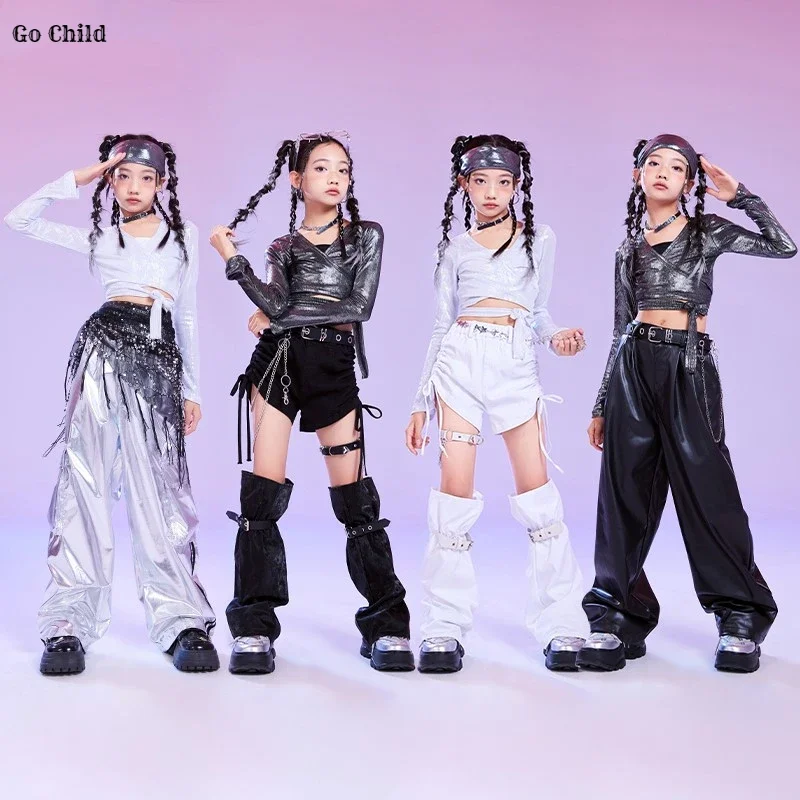 Girls K-pop Crop Top Street Dance Silver Cargo Pants Hip Hop Shorts Clothes Sets Kids Jazz Costumes Child Girl Group Streetwear
Girls K-pop Crop Top Street Dance Silver Cargo Pants Hip Hop Shorts Clothes Sets Kids Jazz Costumes Child Girl Group Streetwear