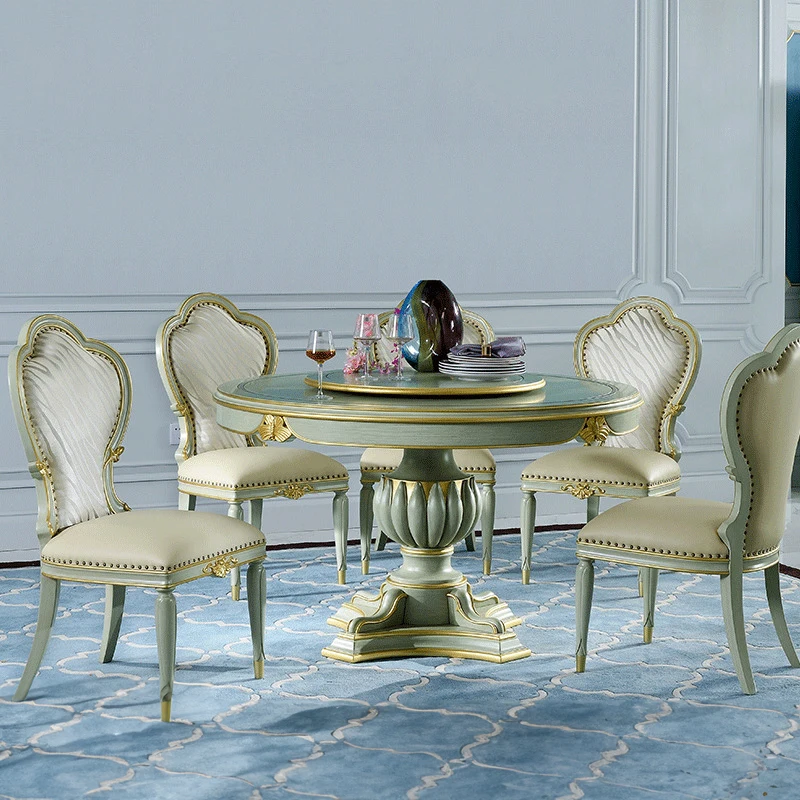 New Classic Dining Room Furniture Round Wooden Dining Table Set Antique Luxury Home Furniture
New Classic Dining Room Furniture Round Wooden Dining Table Set Antique Luxury Home Furniture