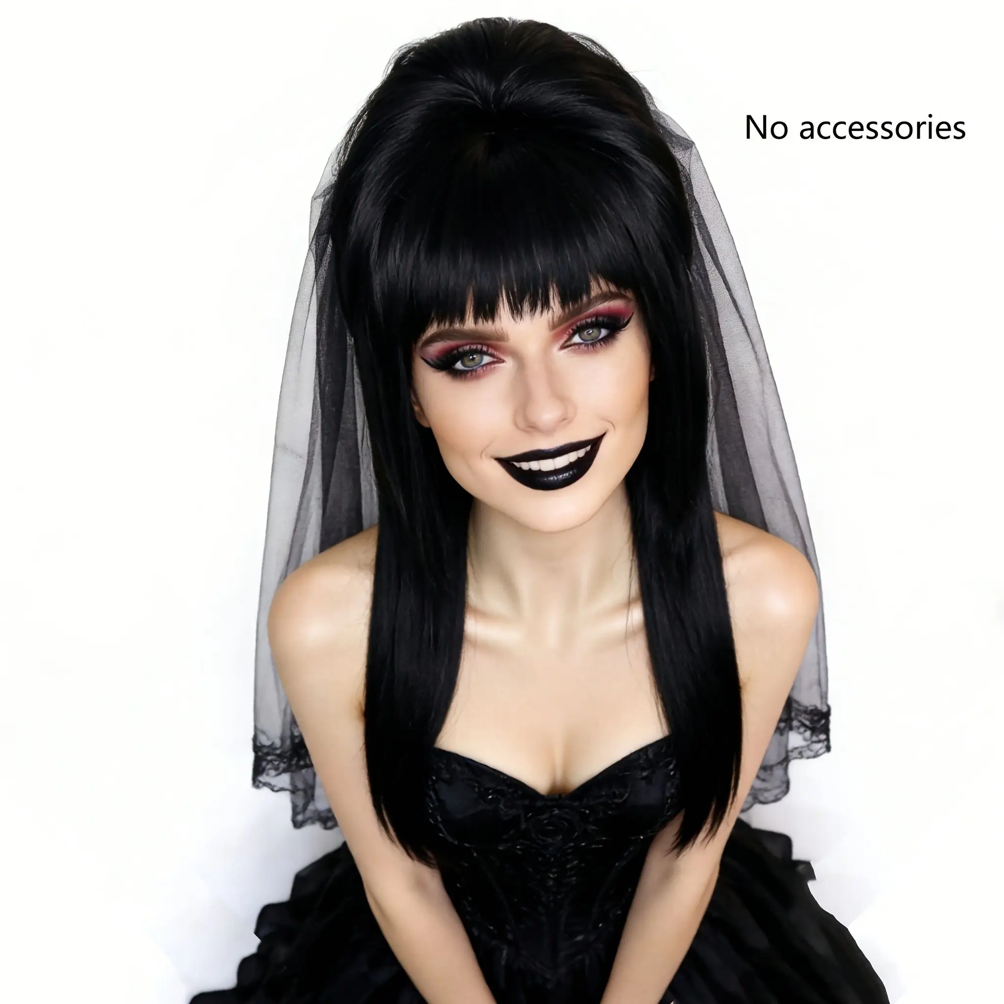 Gothic Vampira Black Wig with Bangs, Long Straight Beehive Wig for Women, Perfect for Halloween, Synthetic Wig (No Accessories)
Gothic Vampira Black Wig with Bangs, Long Straight Beehive Wig for Women, Perfect for Halloween, Synthetic Wig (No Accessories)