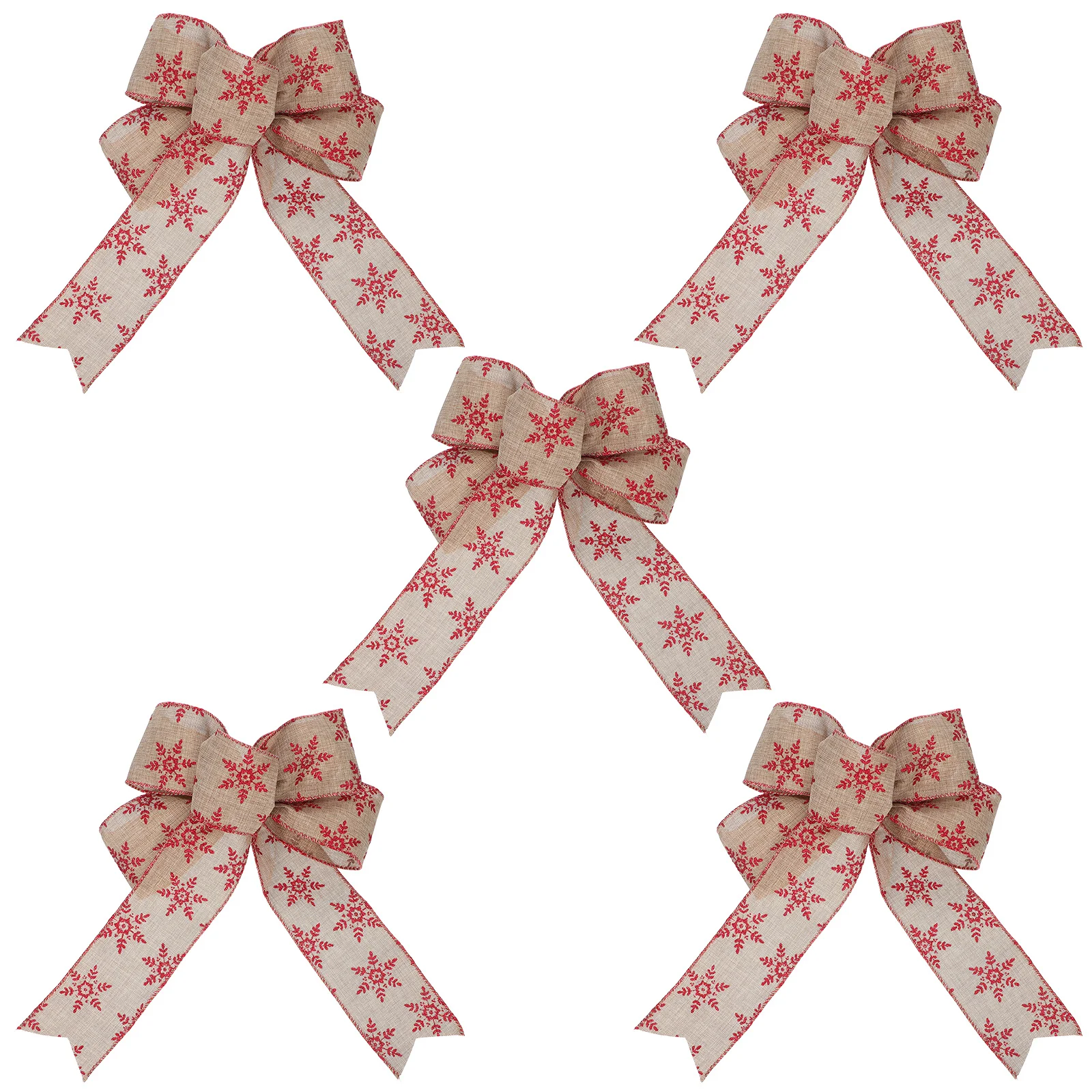 5Pcs Burlap Snowflake Bows Rustic Jute Bowknot Holiday Present Wrapping Wreath Tree Ornament DIY Craft Decoration 
5Pcs Burlap Snowflake Bows Rustic Jute Bowknot Holiday Present Wrapping Wreath Tree Ornament DIY Craft Decoration