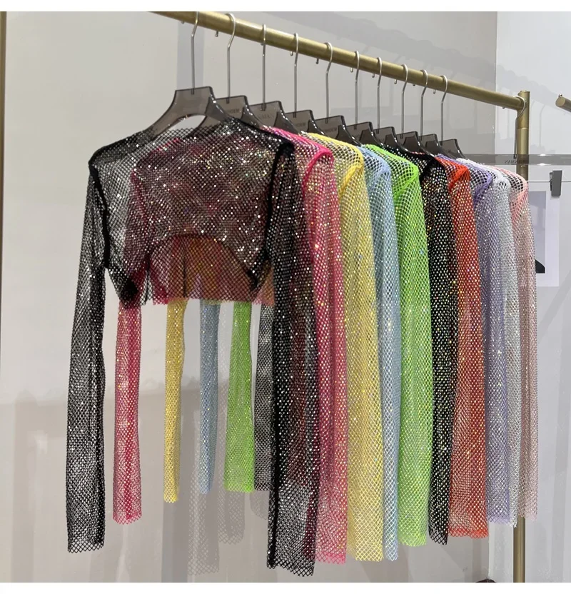 Pop 2025 New Summer Sexy Bright Diamond Short Thin Tops Slim Hot Drill Long-sleeved T-shirt Sexy Leak Waist Blouse
Pop 2025 New Summer Sexy Bright Diamond Short Thin Tops Slim Hot Drill Long-sleeved T-shirt Sexy Leak Waist Blouse