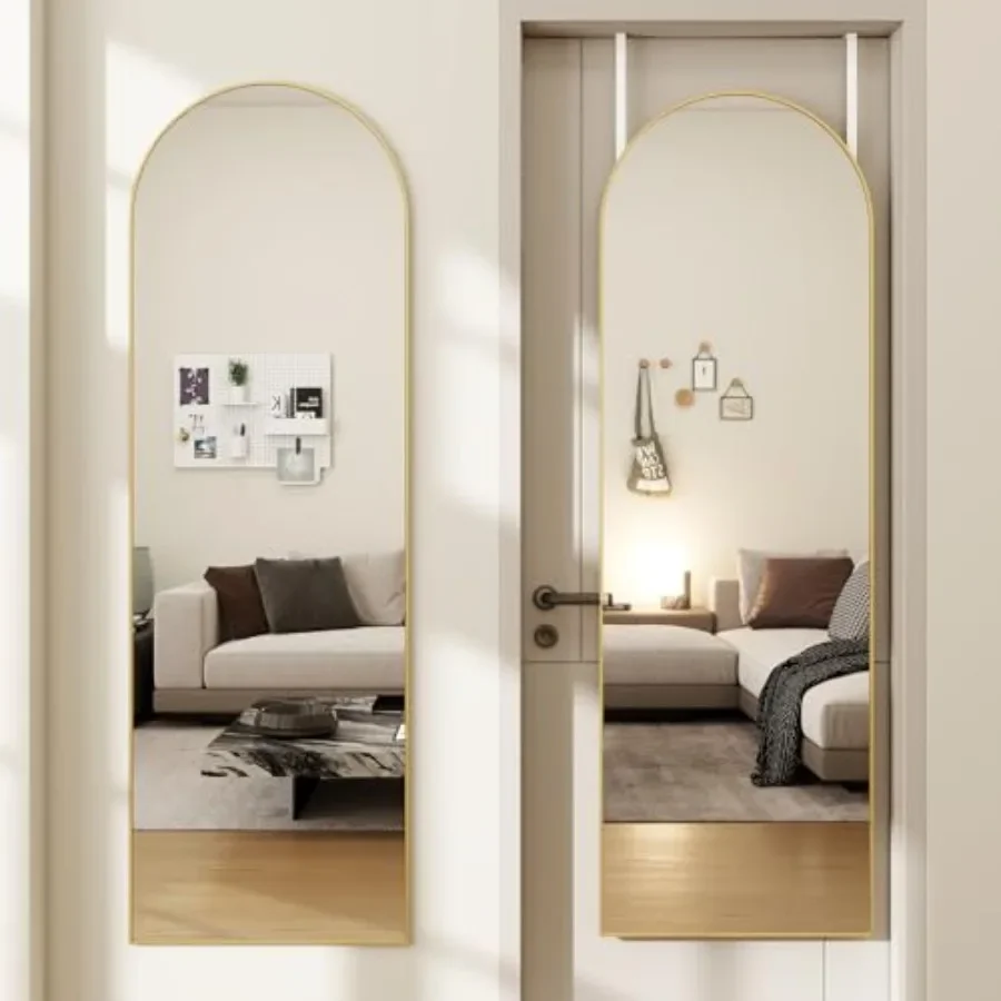 Full body mirror for bedroom and dorm: arched full length door mirror 14x48 with gold metal frame, protective film, no-drilling
Full body mirror for bedroom and dorm: arched full length door mirror 14x48 with gold metal frame, protective film, no-drilling