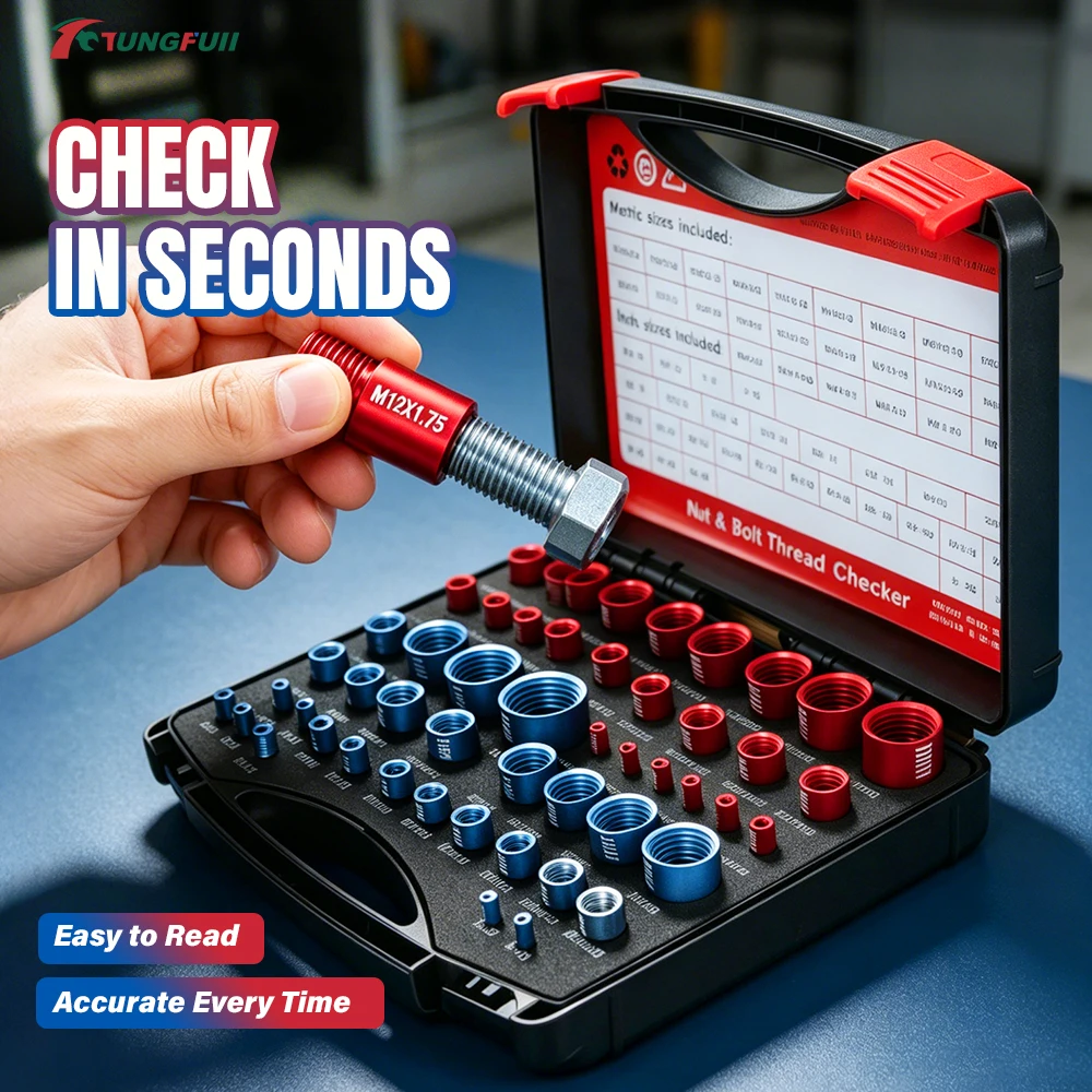 52 Pieces Nut And Bolt Thread Identifier Gauge Kit Metric & Standard Inch Screw Size Checker Aluminum Alloy Measuring Tool
52 Pieces Nut And Bolt Thread Identifier Gauge Kit Metric & Standard Inch Screw Size Checker Aluminum Alloy Measuring Tool