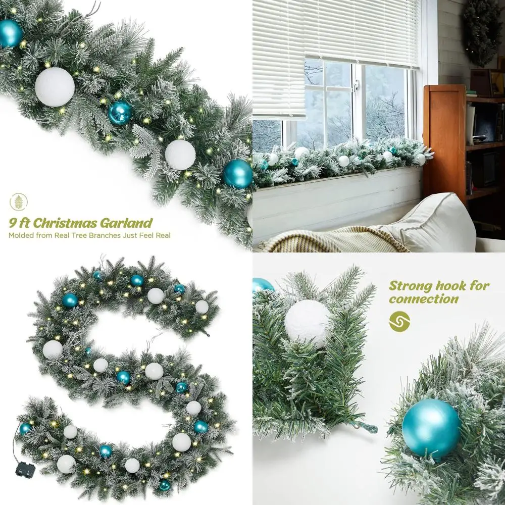 Светодиодные снежные флокированные гирлянды на батарейках с таймером, 9-футовые, для котла, камина, лестницы
Светодиодные снежные флокированные гирлянды на батарейках с таймером, 9-футовые, для котла, камина, лестницы