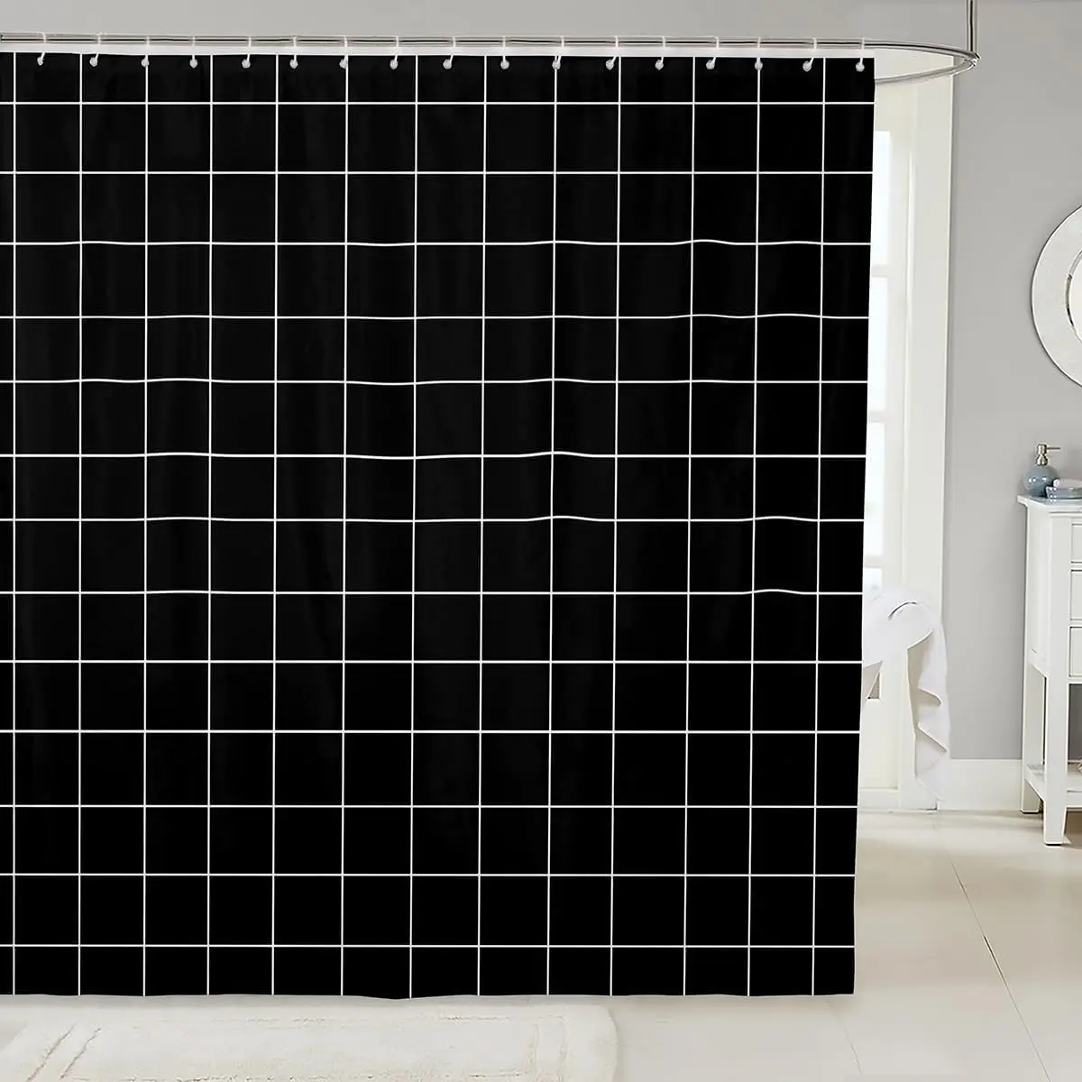 Black Grid Shower Curtain Square Lines Bathroom Shower Liner for Kids Adult Black White Checkered Waterproof Curtains Room
Black Grid Shower Curtain Square Lines Bathroom Shower Liner for Kids Adult Black White Checkered Waterproof Curtains Room