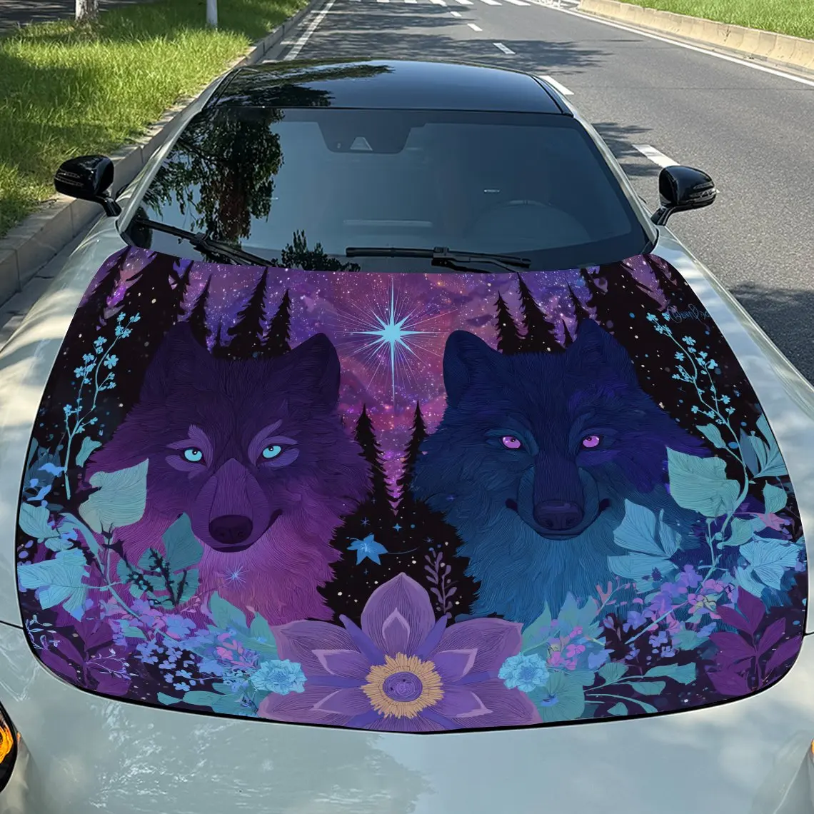 Dreamy Purple - Hued Flower - Cluster Twin Wolves Print car hood stickers, waterproof self-adhesive, scratch resistant, easy to
Dreamy Purple - Hued Flower - Cluster Twin Wolves Print car hood stickers, waterproof self-adhesive, scratch resistant, easy to