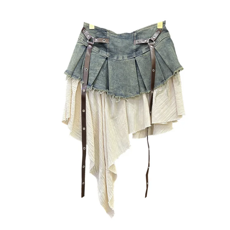 Denim Skirts for Women Vintage Spliced Casual High Waist Skirts 2025 New Fashion Female Elegant Pleated A-Line Skirts p1678
Denim Skirts for Women Vintage Spliced Casual High Waist Skirts 2025 New Fashion Female Elegant Pleated A-Line Skirts p1678