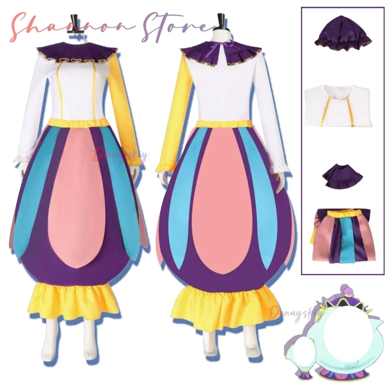 Mrs Dress Potts Cosplay Long Sleeves Colorful Dress Hat Costume Adult Women Halloween Christmas Party Role Play
Mrs Dress Potts Cosplay Long Sleeves Colorful Dress Hat Costume Adult Women Halloween Christmas Party Role Play