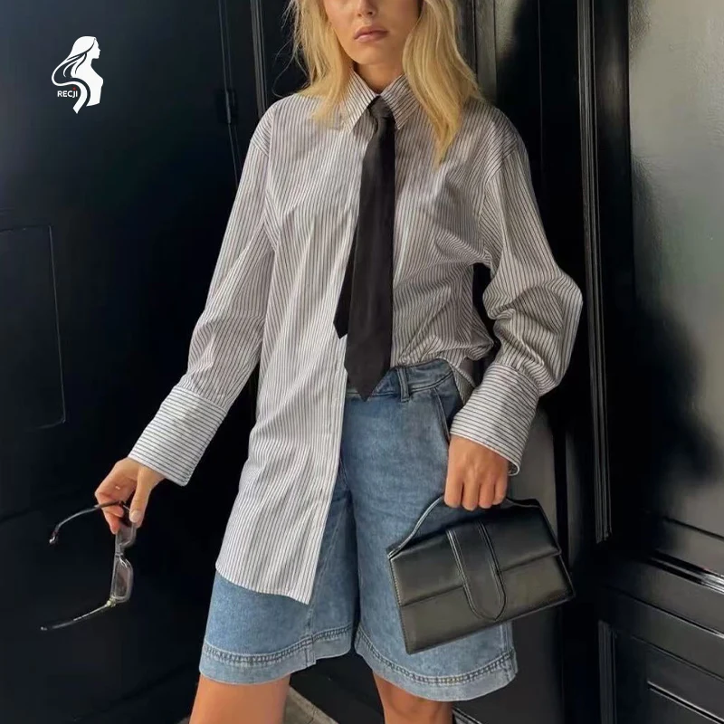 Womens Casual Shirt Striped Turn Down Collar Tie Long Sleeve Shirt Spring And Autumn Commuter Daily Wear
Womens Casual Shirt Striped Turn Down Collar Tie Long Sleeve Shirt Spring And Autumn Commuter Daily Wear