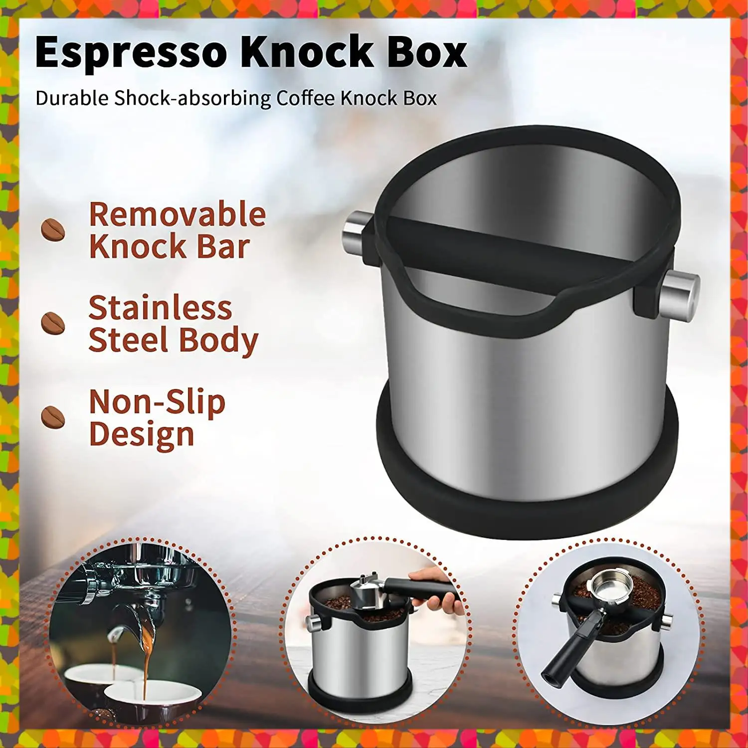 Promotion! Espresso Knock Box Shock-Absorbing And Durable Barista Style Knock Box With Detachable Knock Bar And Non-Slip Base
Promotion! Espresso Knock Box Shock-Absorbing And Durable Barista Style Knock Box With Detachable Knock Bar And Non-Slip Base