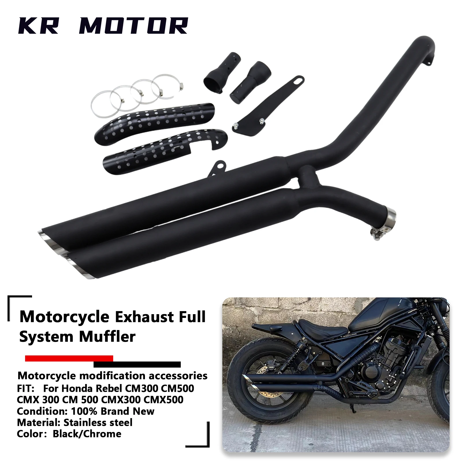 Fit For Honda Rebel CM300 CM500 CMX 300 CM 500 CMX300 CMX500 Slash Cut Exhaust Full System Muffler Dual Silencer With DB Killer
Fit For Honda Rebel CM300 CM500 CMX 300 CM 500 CMX300 CMX500 Slash Cut Exhaust Full System Muffler Dual Silencer With DB Killer