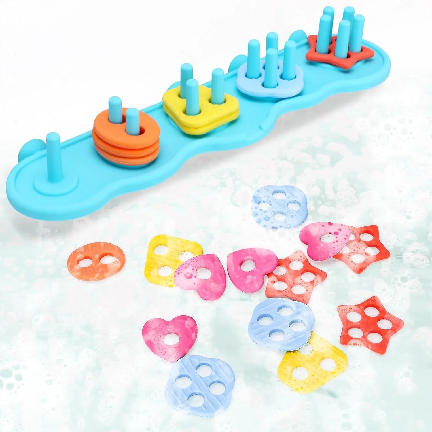 Baby Bath Toys, Mold Free Silicone Shape Sorting & Stacking Set with 20 Textured Floating Pieces, No Hole Design, Color & Shape
Baby Bath Toys, Mold Free Silicone Shape Sorting & Stacking Set with 20 Textured Floating Pieces, No Hole Design, Color & Shape