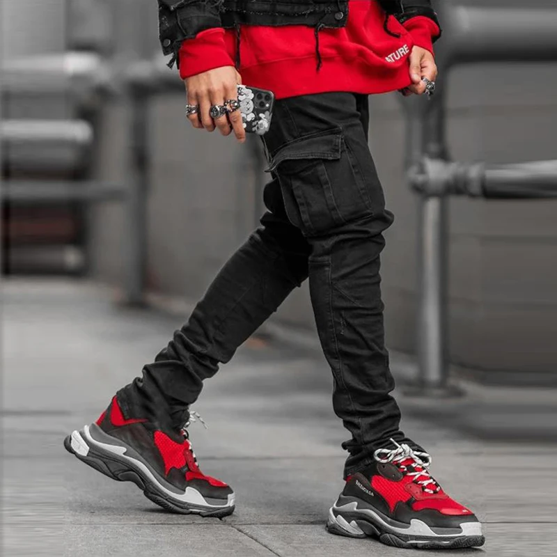 Men Casual Pencil Elasticity Jeans Male Multi Pocket Small Slim High Street Denim Pants Wash Solid Light Blue Trousers
Men Casual Pencil Elasticity Jeans Male Multi Pocket Small Slim High Street Denim Pants Wash Solid Light Blue Trousers