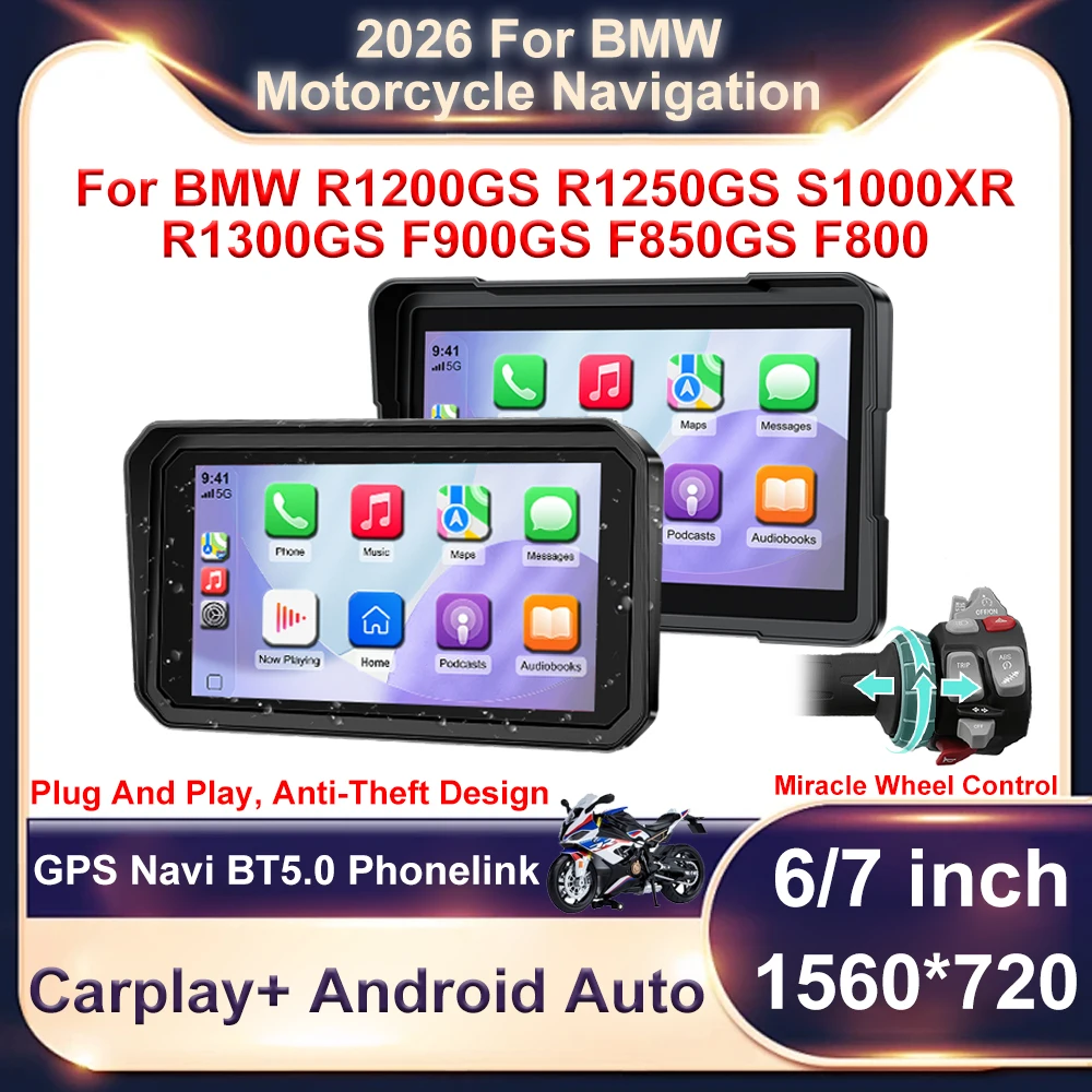 6 inch Wireless Motorcycle CarPlay Moto Android Auto GPS Navigation Portable Digital Dashboard For BMW R1200GS R1250GS S1000XR
6 inch Wireless Motorcycle CarPlay Moto Android Auto GPS Navigation Portable Digital Dashboard For BMW R1200GS R1250GS S1000XR