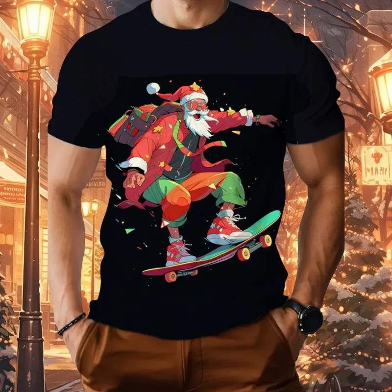 Skateboarding Christmas Hip Hop Fun Elderly Festival Party Neutral T-shirt Fashion Creative O-neck Loose Short SleeveNewYearGift
Skateboarding Christmas Hip Hop Fun Elderly Festival Party Neutral T-shirt Fashion Creative O-neck Loose Short SleeveNewYearGift