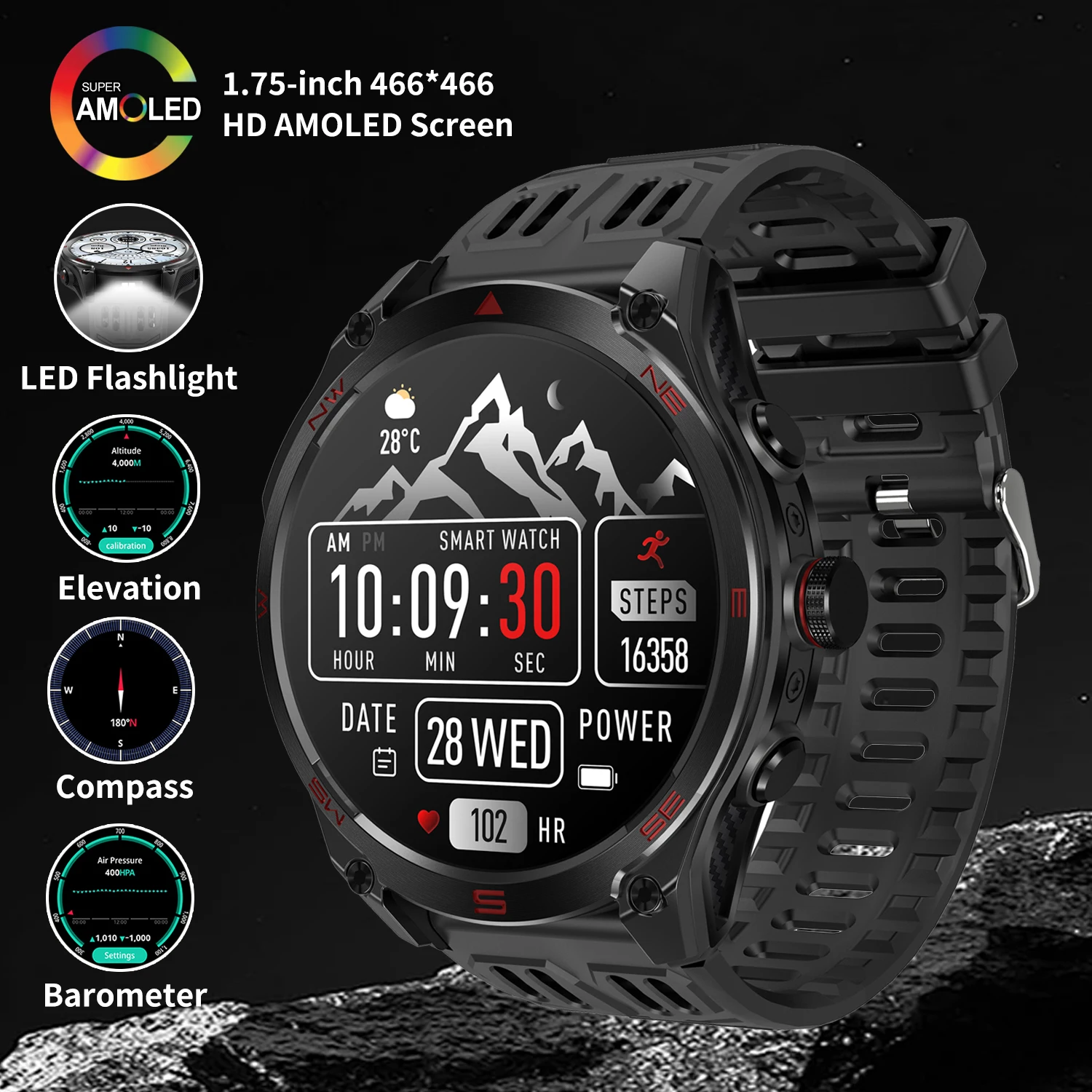 MIGOUFIT M70 1,75 "AMOLED Смарт-часы GPS Компас Светодиодный фонарик Часы Монитор сердечного ритма Мульти спортивных режимов Уличные умные часы
MIGOUFIT M70 1,75 "AMOLED Смарт-часы GPS Компас Светодиодный фонарик Часы Монитор сердечного ритма Мульти спортивных режимов Уличные умные часы