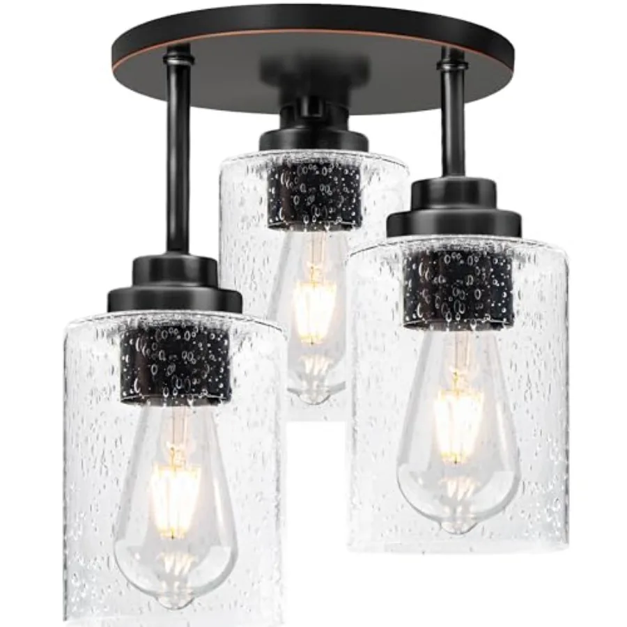 3-Light Semi Flush Mount Ceiling Light, 9 Inch Oil Rubbed Bronze Close to Ceiling Light Fixtures with Seeded Glass Shades, Mode
3-Light Semi Flush Mount Ceiling Light, 9 Inch Oil Rubbed Bronze Close to Ceiling Light Fixtures with Seeded Glass Shades, Mode