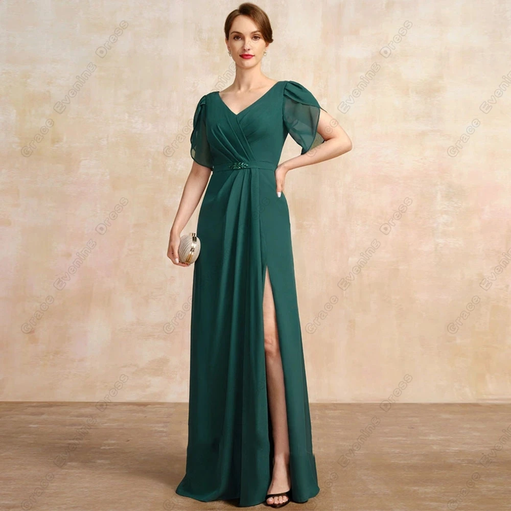Green Side Slit Mother of Bride Dresses Short Sleeve Wedding Party Dresses with Belt Crystal 2023 Pleat Summer New Robe De Soiré
Green Side Slit Mother of Bride Dresses Short Sleeve Wedding Party Dresses with Belt Crystal 2023 Pleat Summer New Robe De Soiré