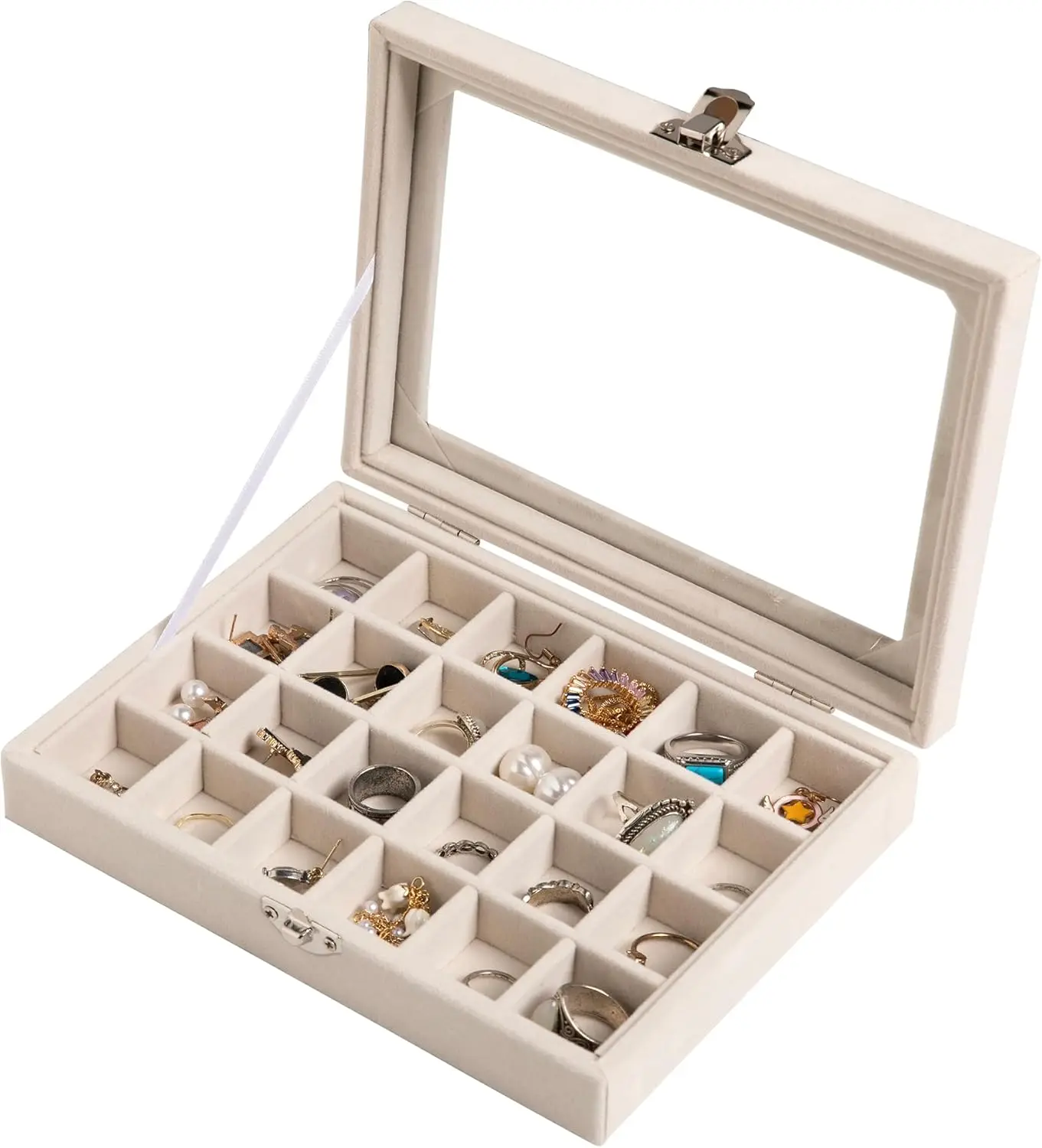 24 Grid Jewelry Tray,Velvet Stud Earring Organizer,Small Jewelry Organizer with Clear Lid,Lockable Earring Holder Organizer Jewelry Boxes & Organizer Ring Holder for Women & Girls(Beige)
24 Grid Jewelry Tray,Velvet Stud Earring Organizer,Small Jewelry Organizer with Clear Lid,Lockable Earring Holder Organizer Jewelry Boxes & Organizer Ring Holder for Women & Girls(Beige)