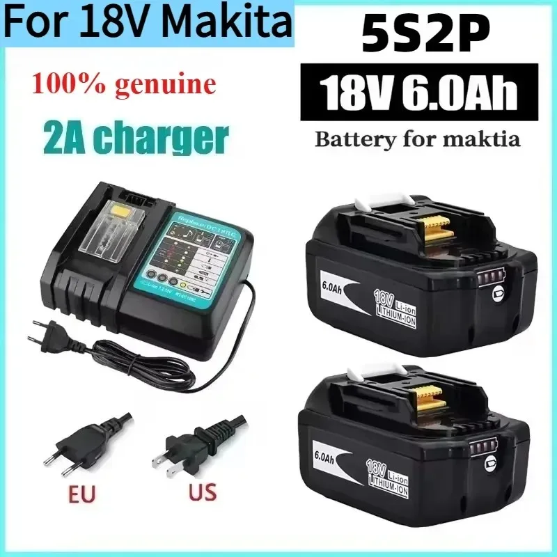 For Makita 18V 6000mAh rechargeable power tool battery with lithium-ion replacement LED LXT BL1860B BL1860 BL1850+charger 2A
For Makita 18V 6000mAh rechargeable power tool battery with lithium-ion replacement LED LXT BL1860B BL1860 BL1850+charger 2A