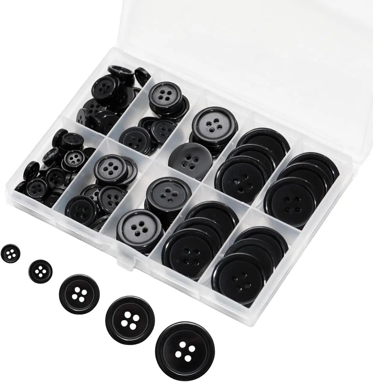 Black Mixed - Size Round Buttons for DIY Crafts on Clothes like Coats, Shirts, Pants & Shorts
Black Mixed - Size Round Buttons for DIY Crafts on Clothes like Coats, Shirts, Pants & Shorts