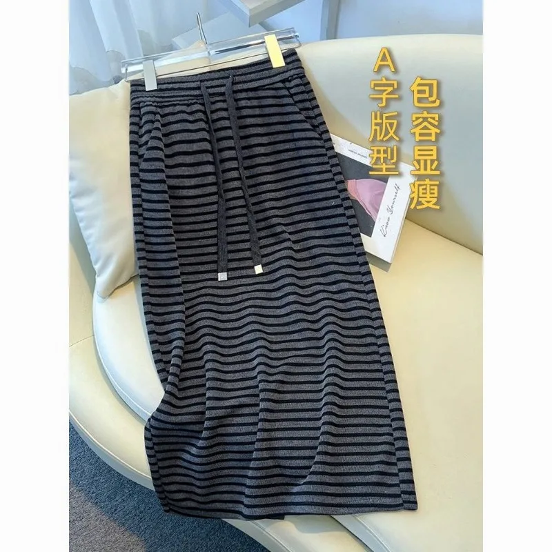Women's Striped Drawstring High Waist A-line Midi Skirt Casual Slim Fit Pencil Skirt
Women's Striped Drawstring High Waist A-line Midi Skirt Casual Slim Fit Pencil Skirt