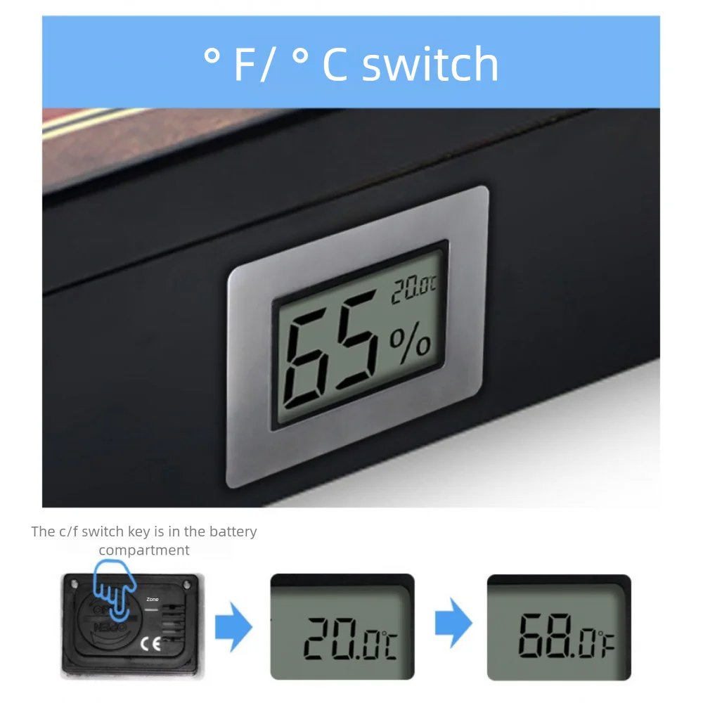 Embedded Temperature and Humidity Meter LCD Digital Display 0℃-50℃ Thermometer 10%~99%RH Hygrometer for Wine Cabinet/Cigar Box
Embedded Temperature and Humidity Meter LCD Digital Display 0℃-50℃ Thermometer 10%~99%RH Hygrometer for Wine Cabinet/Cigar Box
