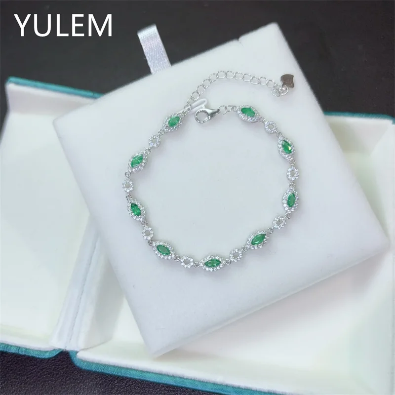 YULEM Новое поступление, натуральный изумруд маркизы 2,5x5 мм с серебряным браслетом 925 пробы для женщин, повседневная одежда
YULEM Новое поступление, натуральный изумруд маркизы 2,5x5 мм с серебряным браслетом 925 пробы для женщин, повседневная одежда